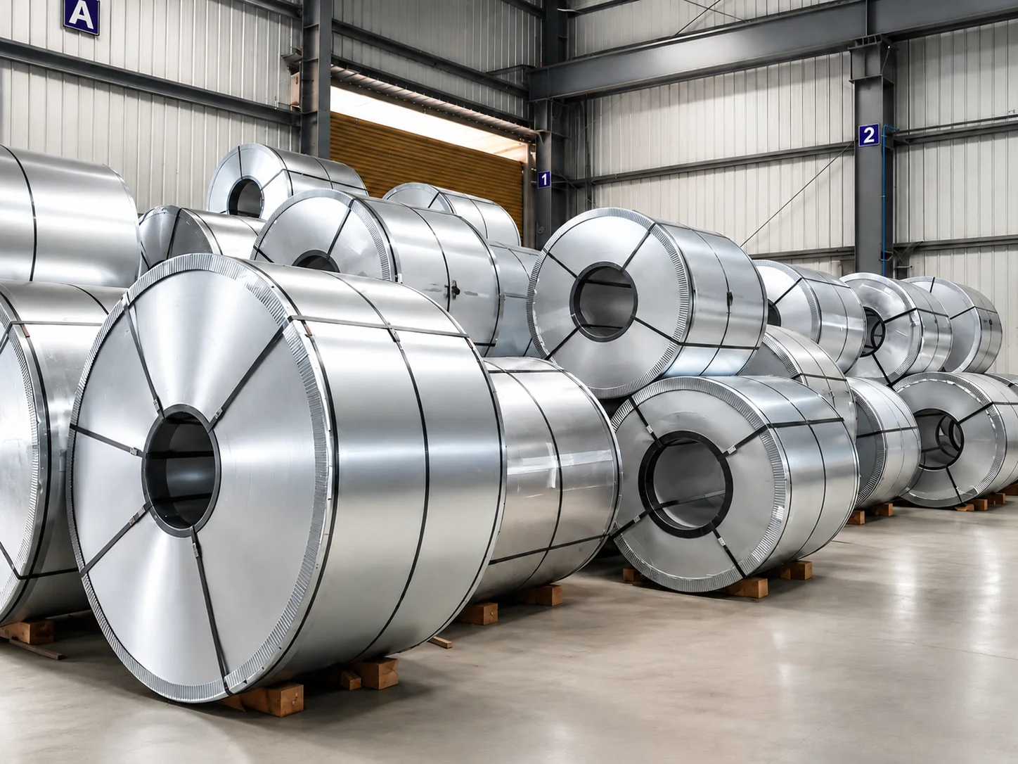 Organized Steel Coil Storage on Cradles